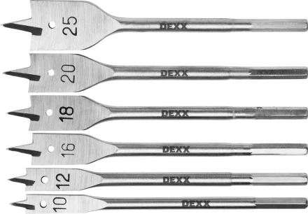 Набор сверл по дереву перовых, 6шт(10-25мм), шестигранный хвостовик, DEXX 2945-H6 2945-H6 купить в Надыме