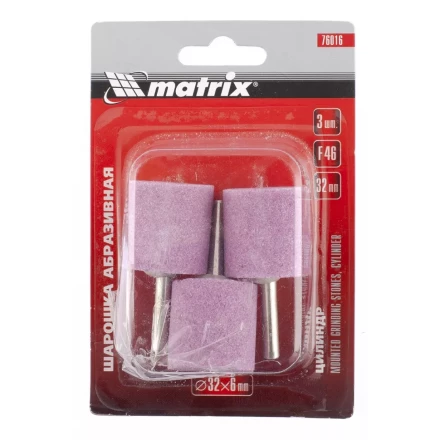 Шарошка абразивная цилиндр 32x32x6 F46 3 штук MATRIX 76016 купить в Надыме
