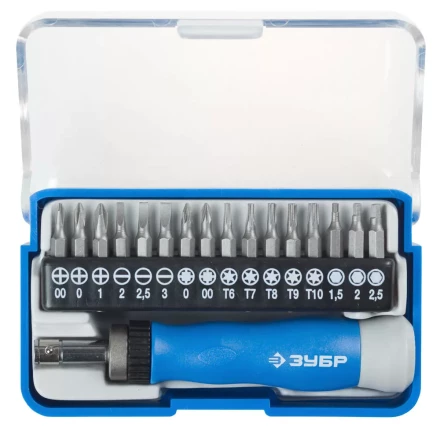 ЗУБР "ЭКСПЕРТ" Набор "Т-17": Отвертка для точных работ, реверсивная рукоятка, CR-V, сменные биты 25626-H17 купить в Надыме