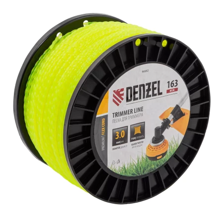 Леска для триммера витой квадрат, 3,0мм х 163м, на DIN катушке FLEX CORD// Denzel 96802 купить в Надыме
