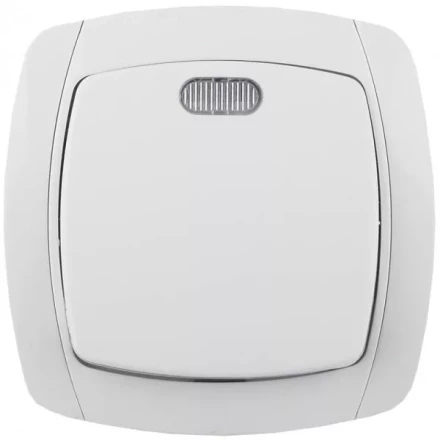 Выключатель СВЕТОЗАР "CITY LIGHT" одноклавишный в сборе, с подсветкой, белый, 10А/~250В SV-54231-W купить в Надыме