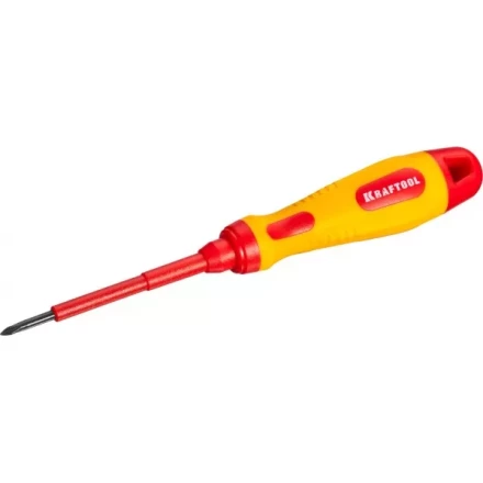 Отвертка KRAFTOOL, высоковольтная, Cr-Mo-V стержень, двухкомпонент. маслобензостойкая рукоятка, PH №0, 60мм 250084-0-060 купить в Надыме