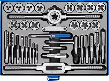 Набор метчиков и плашек ЗУБР "ПРОФЕССИОНАЛ", сталь Р6М5, 35 предметов 28110-H35 купить в Надыме