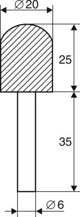 Шарошка абразивная Цилиндр с закруглением 20х25х6 мм Энкор 21656 купить в Надыме