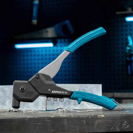 Заклепочник ручной Gross 40418, 290 мм, поворотный, 0-360, заклепки 2,4-3,2-4,0-4,8 мм купить в Надыме