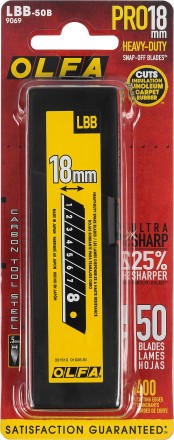 Лезвие OLFA BLACK MAX сегментированное, 8 сегментов, 18х100х0,5мм, 50шт OL-LBB-50B купить в Надыме