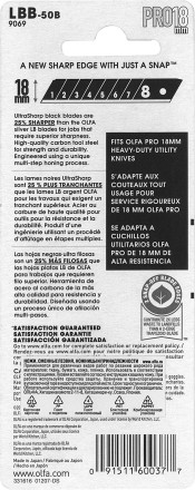 Лезвие OLFA BLACK MAX сегментированное, 8 сегментов, 18х100х0,5мм, 50шт OL-LBB-50B купить в Надыме