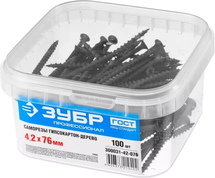 Саморезы фосфатированные с крупной резьбой, гипсокартон-дерево, ЗУБР 300031-42-076, PH2, 4,2 x 76 мм, 100 шт 300031-42-076 купить в Надыме
