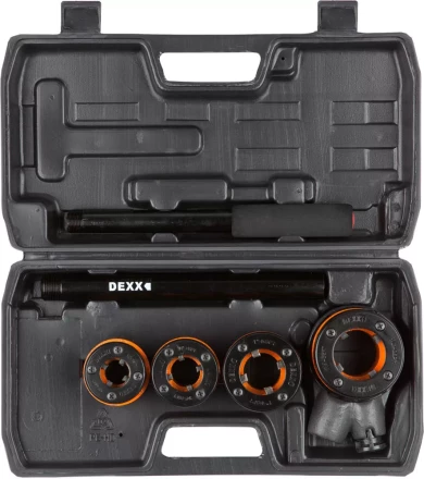 Набор DEXX: Клуппы трубные, с трещоткой 620мм, №4: 1/2", 3/4", 1", 1 1/4" 28280-H4 купить в Надыме