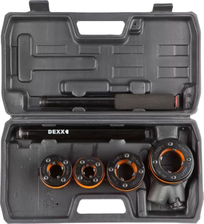 Набор DEXX: Клуппы трубные, с трещоткой 620мм, №4: 1/2", 3/4", 1", 1 1/4" 28280-H4 купить в Надыме