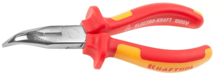 Тонкогубцы "ELECTRO-KRAFT" изогнутые, Cr-Mo сталь, двухкомпонентная маслобензостойкая рукоятка, хромированное покрытие, 160мм, KRAFTOOL 2202-4-16 2202-4-16_z01 купить в Надыме
