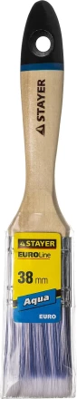 Кисть плоская STAYER "EURO", "AQUA" для воднодисперсионных и акриловых ЛКМ, искусств щетина, деревя ручка, 1,5"/38мм 01062-038 купить в Надыме