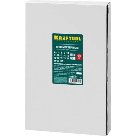 Наборы ключей комбинированных KRAFTOOL, Cr-V, DIN 3110, в EVA-ложементе 27079-H18E купить в Надыме
