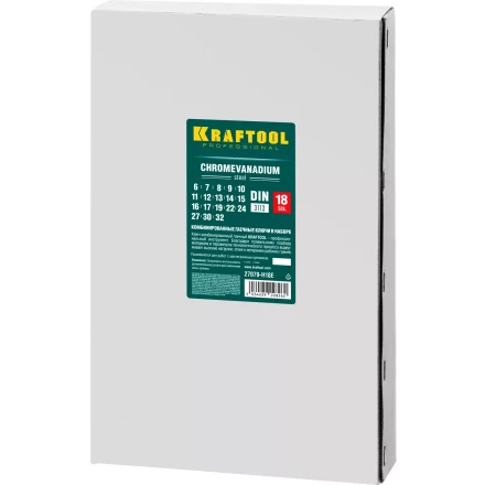 Наборы ключей комбинированных KRAFTOOL, Cr-V, DIN 3110, в EVA-ложементе 27079-H18E купить в Надыме