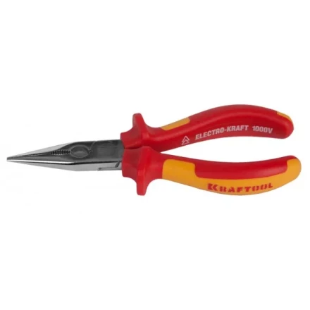 Тонкогубцы "ELECTRO-KRAFT", Cr-Mo сталь, двухкомпонентная маслобензостойкая рукоятка, хромированное покрытие, 160мм. KRAFTOOL 2202-3-16 2202-3-16_z01 купить в Надыме