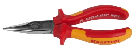 Тонкогубцы "ELECTRO-KRAFT", Cr-Mo сталь, двухкомпонентная маслобензостойкая рукоятка, хромированное покрытие, 160мм. KRAFTOOL 2202-3-16 2202-3-16_z01 купить в Надыме