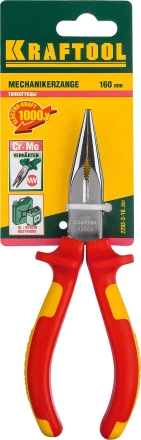 Тонкогубцы "ELECTRO-KRAFT", Cr-Mo сталь, двухкомпонентная маслобензостойкая рукоятка, хромированное покрытие, 160мм. KRAFTOOL 2202-3-16 2202-3-16_z01 купить в Надыме