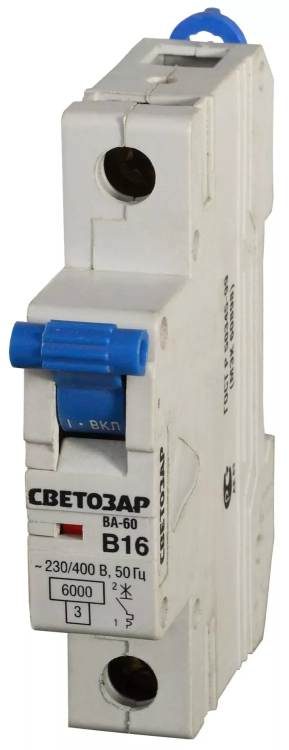 Выключатель автоматический СВЕТОЗАР 1-полюсный, 63 A, "B", откл. сп. 6 кА, 230 / 400 В SV-49051-63-B купить в Надыме