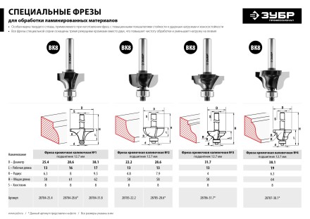 Фрезы кромочные калевочыея №2 для ламината серия ПРОФЕССИОНАЛ купить в Надыме