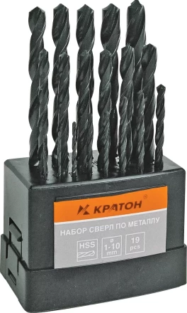Набор сверл по мет 1,0-10,0 мм 19 шт Кратон 1 05 01 006 купить в Надыме