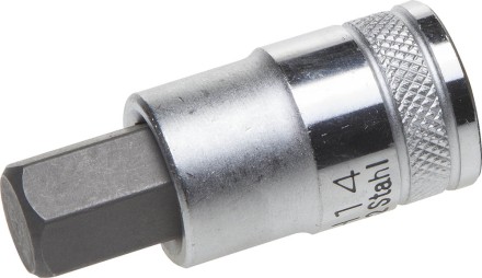 Торцовая бита-головка KRAFTOOL &quot;INDUSTRIE QUALITAT&quot;, материал S2, HEX, сатинированная, 1/2&quot;, H14 27908-14_z01 купить в Надыме