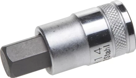 Торцовая бита-головка KRAFTOOL "INDUSTRIE QUALITAT", материал S2, HEX, сатинированная, 1/2", H14 27908-14_z01 купить в Надыме