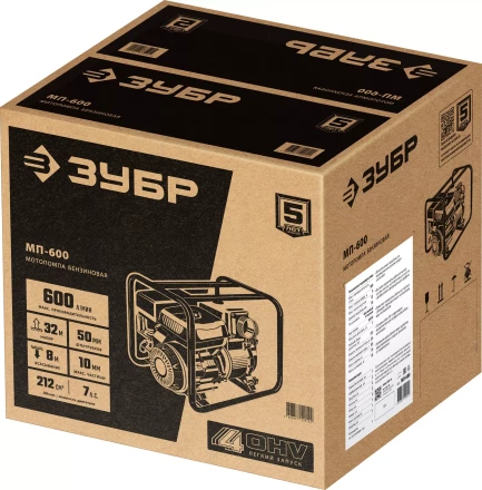 ЗУБР 600 л/мин, мотопомпа бензиновая (МП-600) купить в Надыме