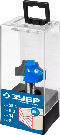 ЗУБР 25.4 x 14 мм, радиус 6.3 мм, фреза пазовая фасонная №1, Профессионал (28740-25.4) купить в Надыме