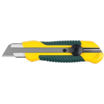 Нож с сегментированным лезвием, KRAFTOOL 09198, двухкомпонентный корпус, механический фиксатор, 25 мм 9198 купить в Надыме