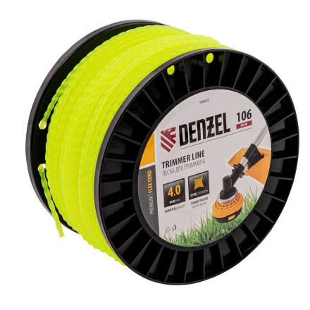 Леска для триммера витой квадрат, 4,0мм х 106м, на DIN катушке FLEX CORD// Denzel 96803 купить в Надыме