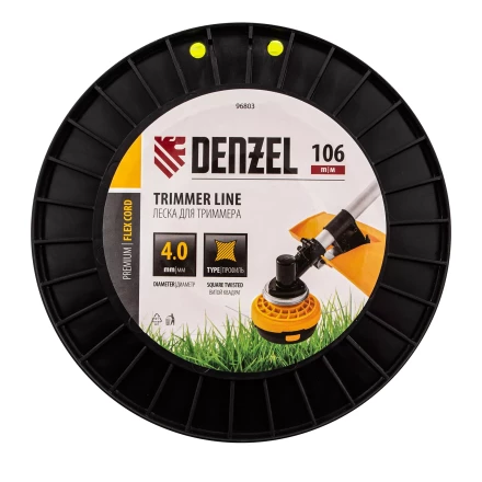 Леска для триммера витой квадрат, 4,0мм х 106м, на DIN катушке FLEX CORD// Denzel 96803 купить в Надыме