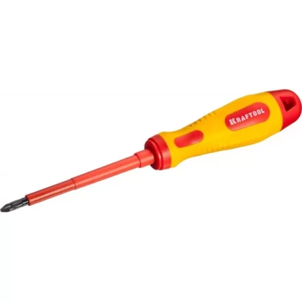 Отвертка KRAFTOOL, высоковольтная, Cr-Mo-V стержень, двухкомпонент. маслобензостойкая рукоятка, PH №2, 100мм 250084-2-100 купить в Надыме