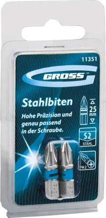 Набор бит РН2х25, сталь S2, 2шт GROSS 11351 купить в Надыме