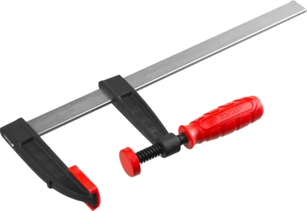 Струбцина ЗУБР "МАСТЕР", тип "F", пластмассовая ручка, стальная закаленная рейка, 80х300мм 32150-080-300 купить в Надыме