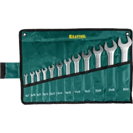 Набор рожковых гаечных ключей 12 шт, 6 - 32 мм, KRAFTOOL 27033-H12 купить в Надыме