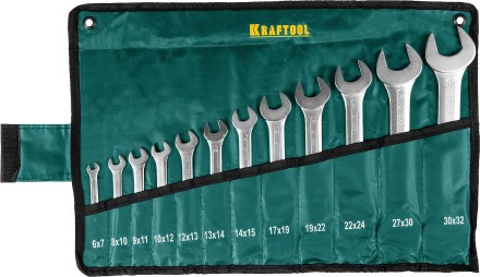 Набор рожковых гаечных ключей 12 шт, 6 - 32 мм, KRAFTOOL 27033-H12 купить в Надыме
