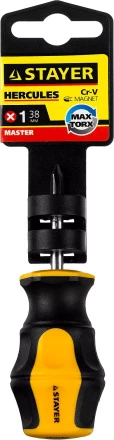 Отвертка STAYER "MASTER" "HERCULES", Сr-V, противоскользящая рукоятка, PH1x38мм 25052-38-1_z02 купить в Надыме