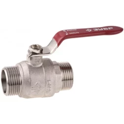 Кран ЗУБР шаровой 3/4" полнопроходной "папа-папа", ручка, никелированная латунь 51352-N-3/4