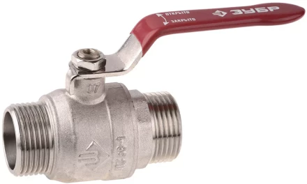 Кран ЗУБР шаровой 3/4" полнопроходной "папа-папа", ручка, никелированная латунь 51352-N-3/4 купить в Надыме