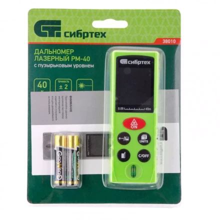 Лазерный дальномер Сибртех PM-40 с пузырьковым уровнем 38010 купить в Надыме