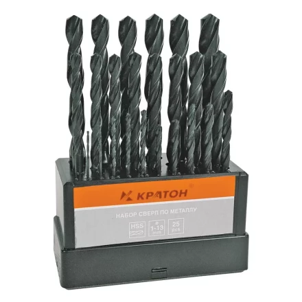 Набор сверл по мет 1,0-13,0 мм 25 шт Кратон 1 05 01 008 купить в Надыме