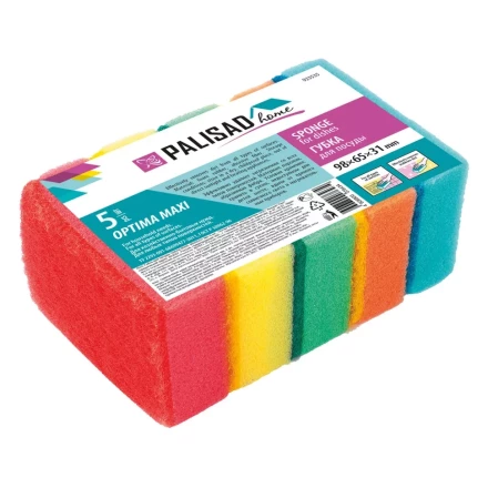 Губки для посуды Optima MAXI, 98 x 65 x 31 мм, 5 шт., Home Palisad 923535 купить в Надыме