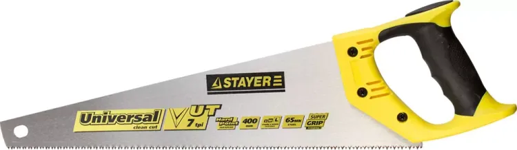 Ножовка универсальная (пила) STAYER Universal 400 мм, 7 TPI, закаленный зуб, рез вдоль и поперек волокон, для средних заготовок, фанеры, ДСП, МДФ 1510-40_z01 купить в Надыме
