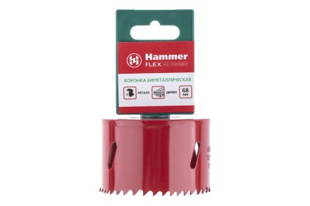 Коронка биметаллическая HAMMER Ф68х38мм 5/8&quot; BiMETALL (224-013) купить в Надыме