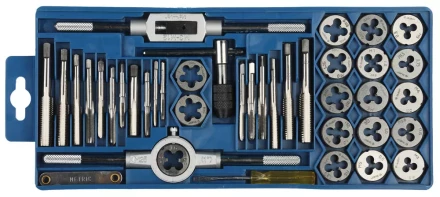 Набор ЗУБР "МАСТЕР" с металлореж. инструментом, метчики однопроходные и плашки М3-М12, оснастка - в пласт. боксе 40пред. 2810-H40_z01 купить в Надыме