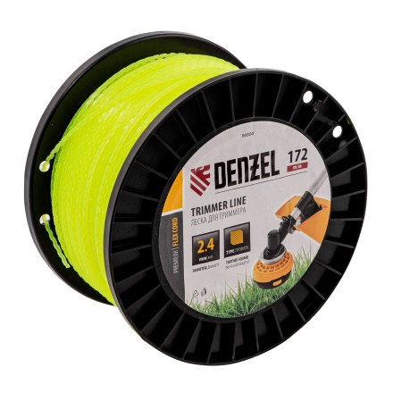 Леска для триммера зубчатый квадрат, 2,4мм х 172м, на DIN катушке FLEX CORD// Denzel 96804 купить в Надыме