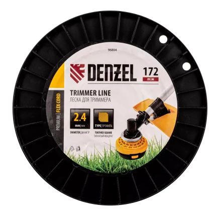 Леска для триммера зубчатый квадрат, 2,4мм х 172м, на DIN катушке FLEX CORD// Denzel 96804 купить в Надыме