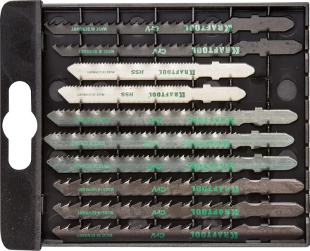 Набор KRAFTOOL Полотна для эл/лобзика, по дереву, ДСП, фанере, мягкому листовому металлу, EU-хвост., 10шт 159590-H10 купить в Надыме