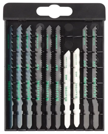 Набор KRAFTOOL Полотна для эл/лобзика, по дереву, ДСП, фанере, мягкому листовому металлу, EU-хвост., 10шт 159590-H10 купить в Надыме