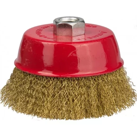 STAYER "PROFESSIONAL". Щетка чашечная для УШМ, витая стальная латунированная проволока 0,3мм, 100ммхМ14 35125-100_z01 купить в Надыме